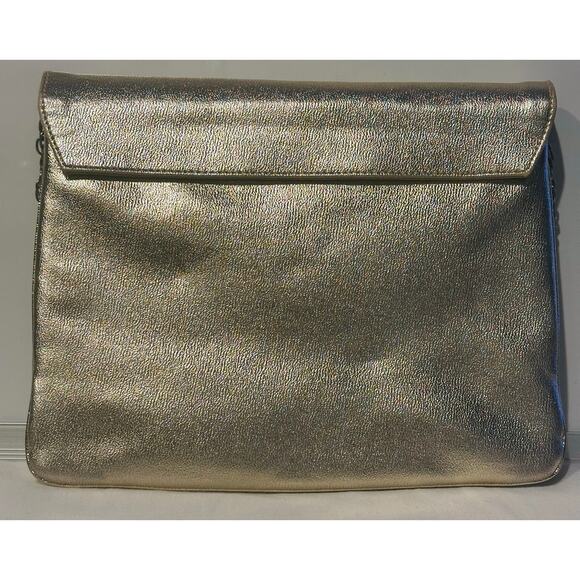 Vintage Metallic Gold Evening Clutch/Purse Gold Chain Shoulder Strap letter “FRH - Picture 3 of 12